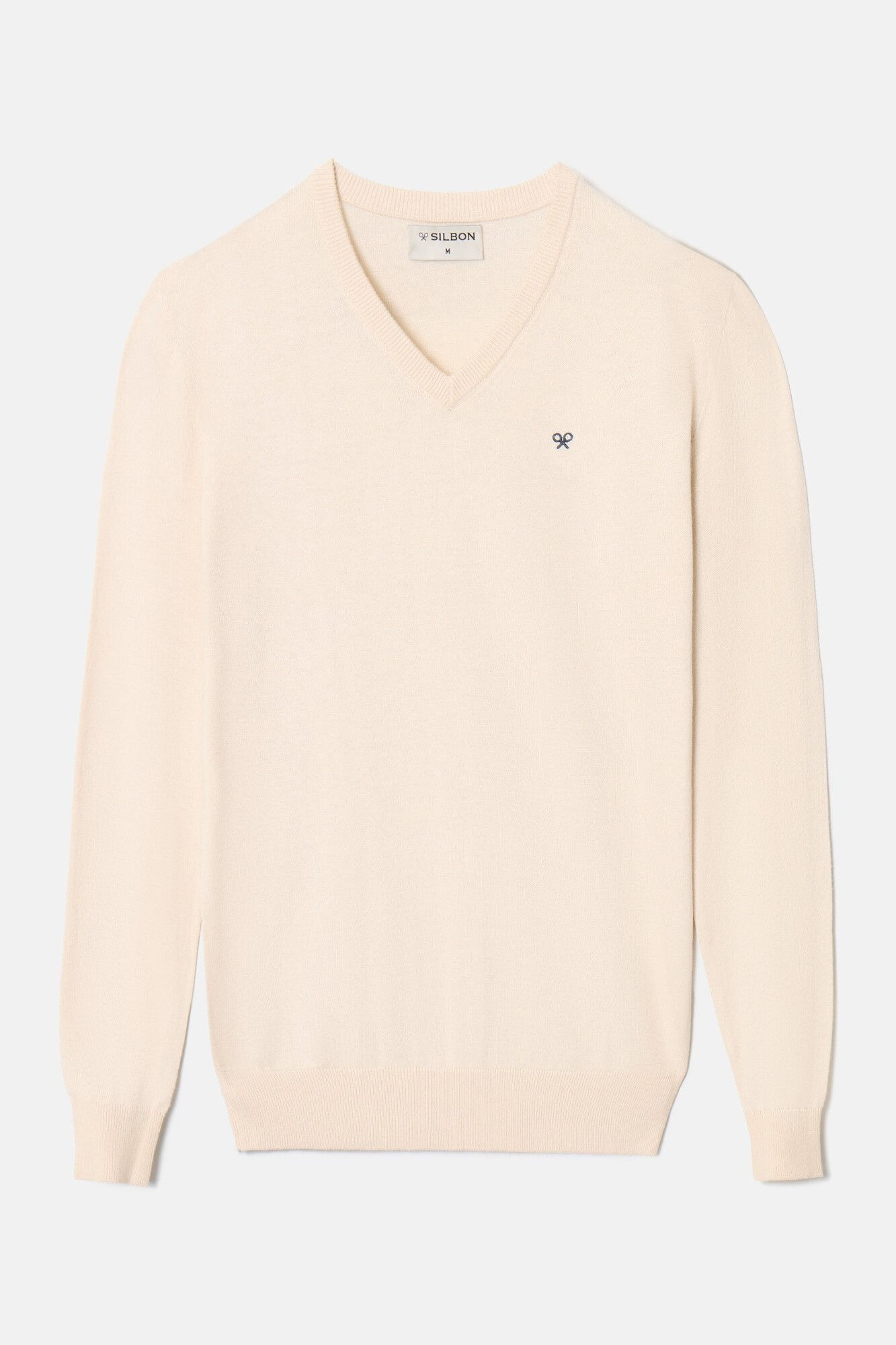 Silbon Jersey liso cuello pico Beige