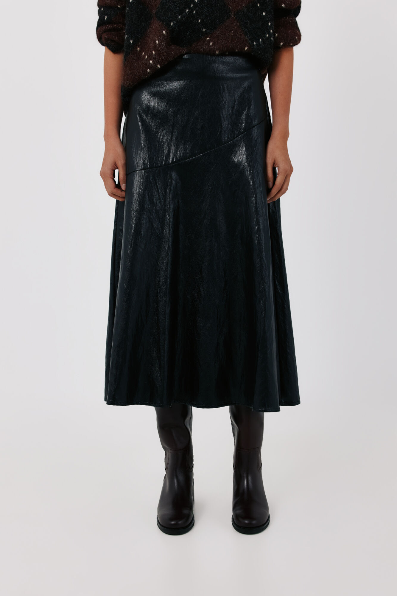 Cortefiel Faux leather midi skirt