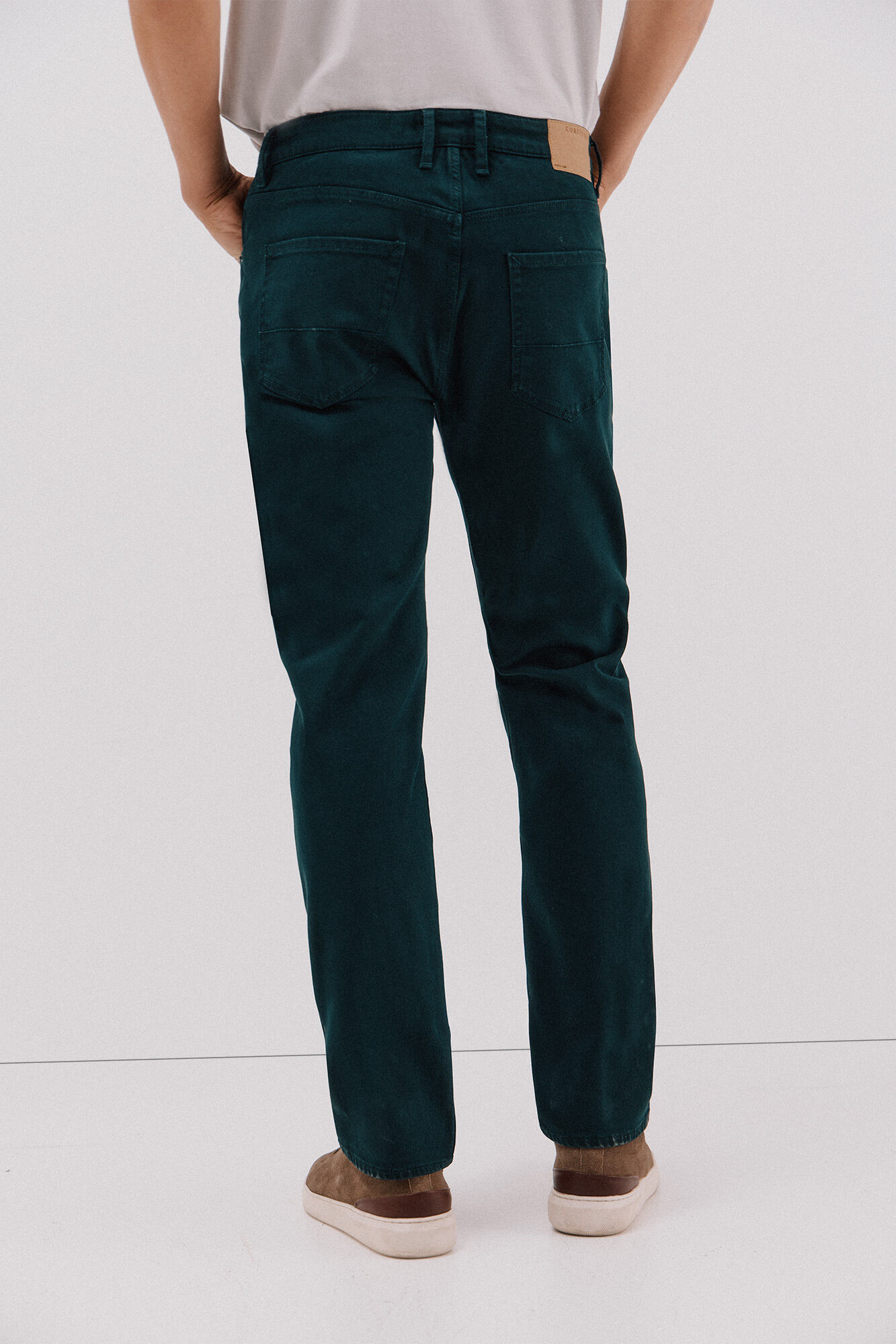 Cortefiel 5-pocket regular fit coloured trousers Dark green