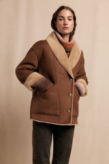 Slowlove Sobretudo curto com efeito dupla face Tostado