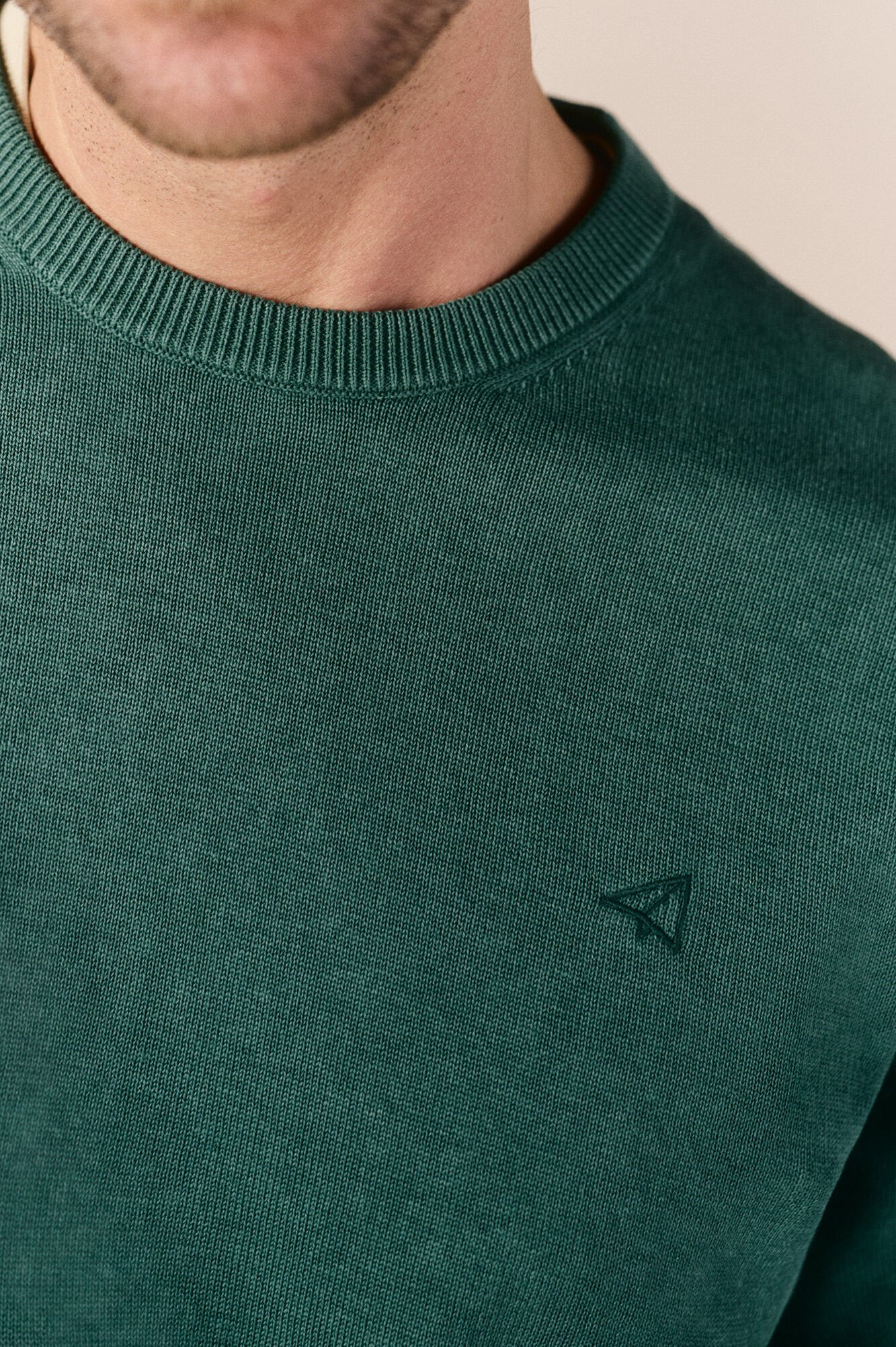 OOTO Camisola gola redonda em algod&atilde;o lavado Verde