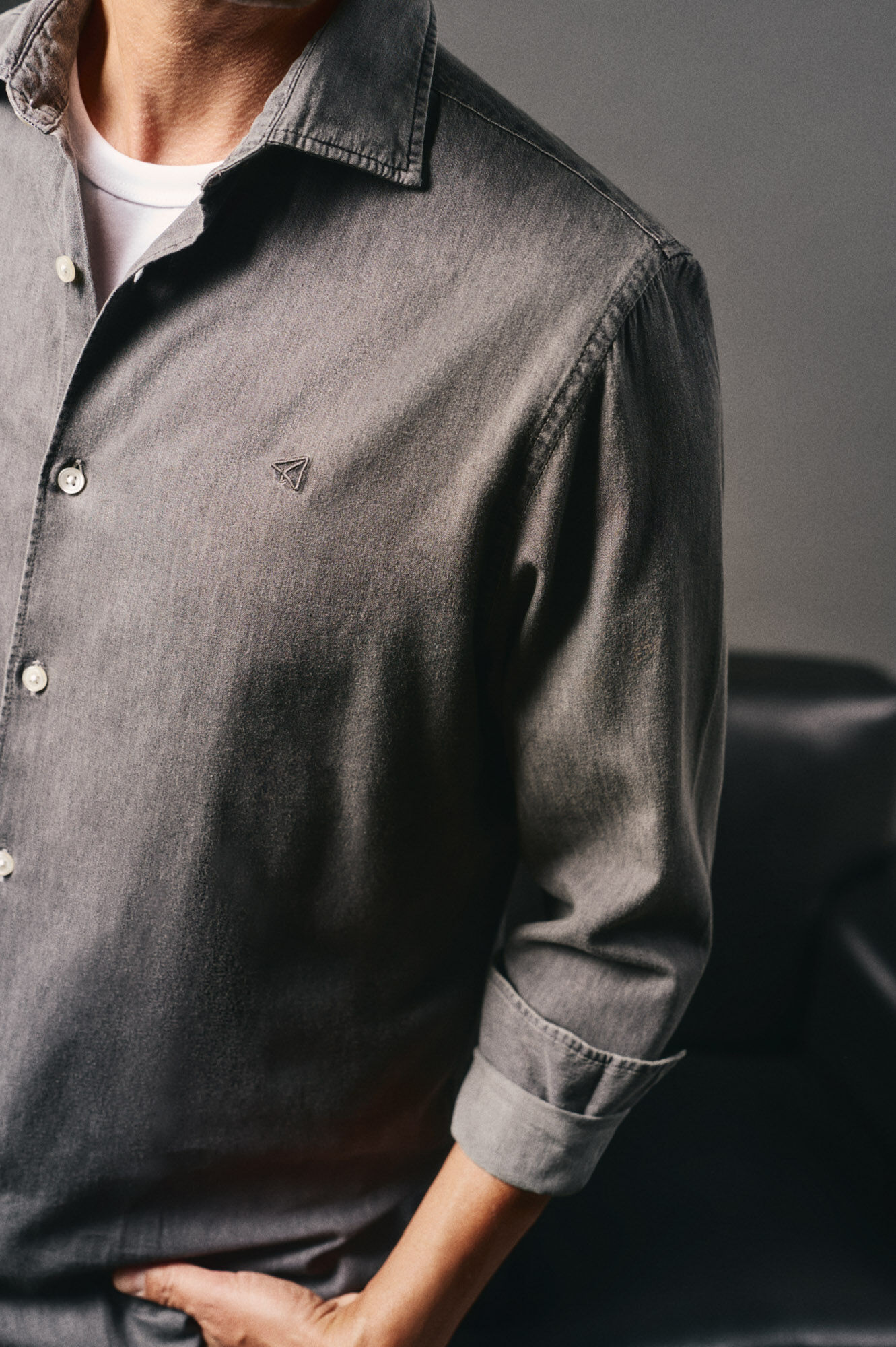 OOTO Camisa de ganga Cinzento