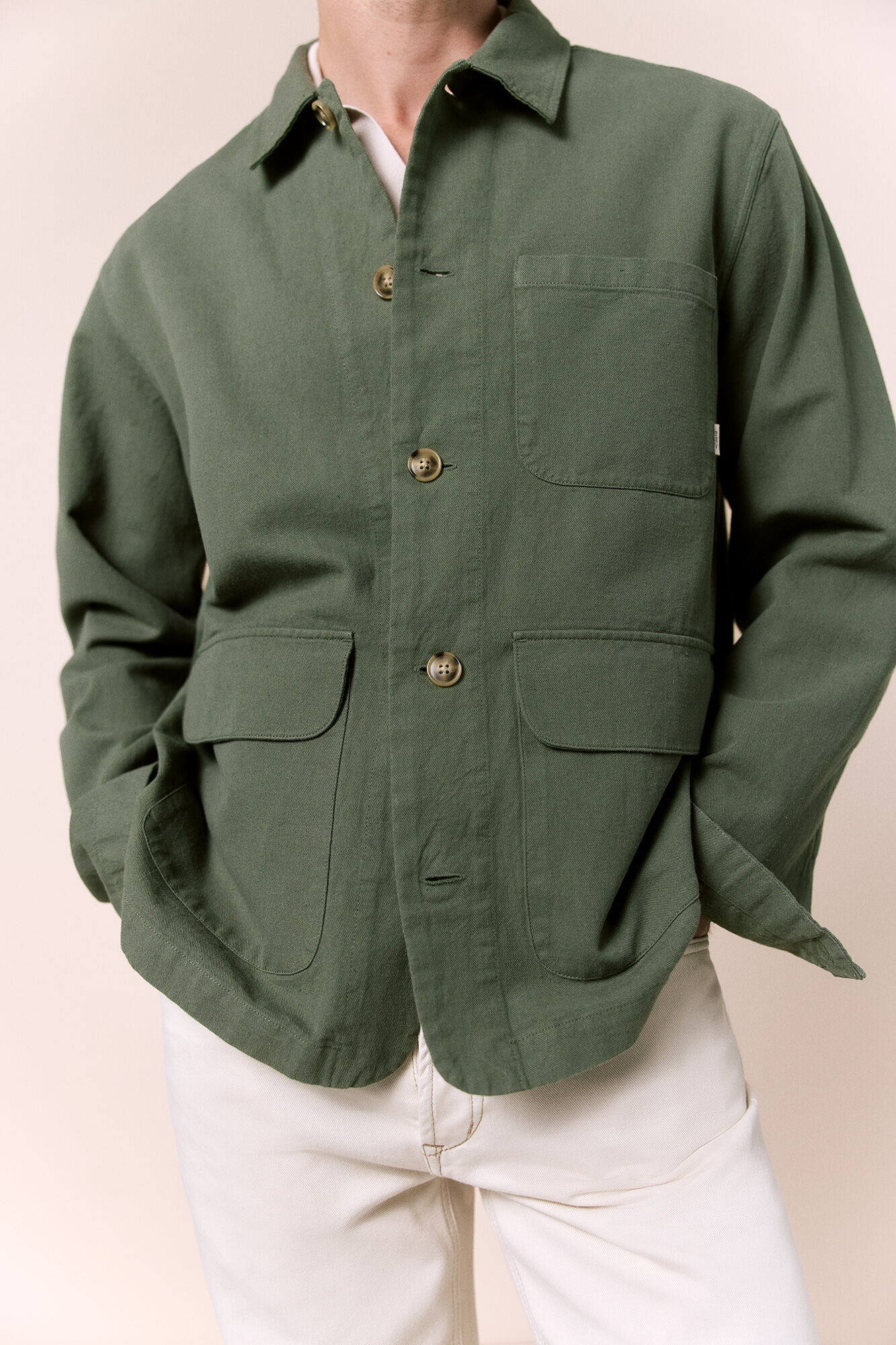 OOTO Cotton linen overshirt Kaki