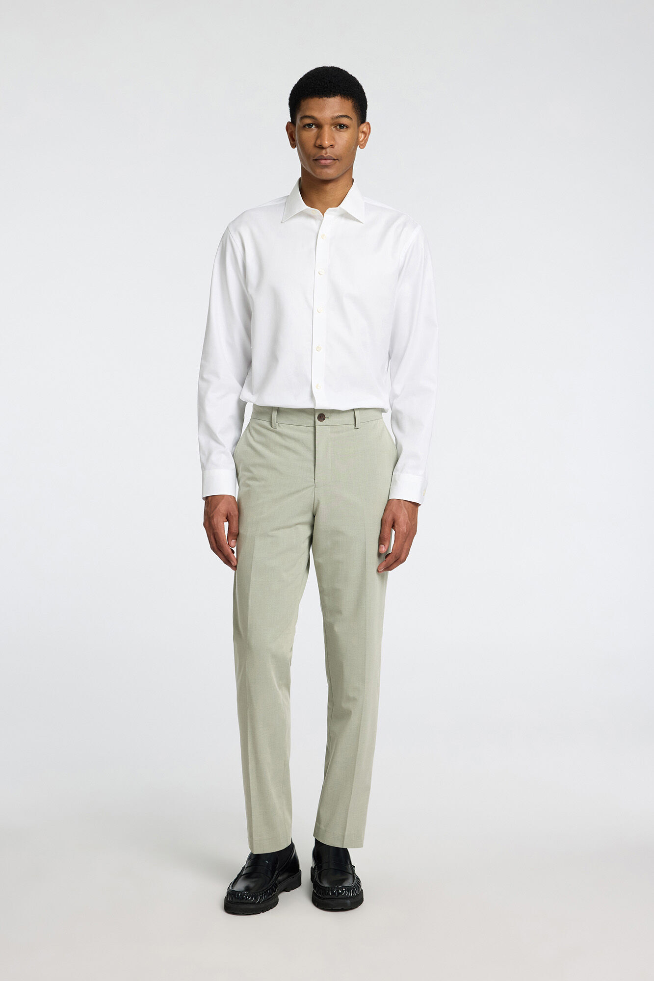 Selected Camisa de manga comprida elegante 100% algod&atilde;o