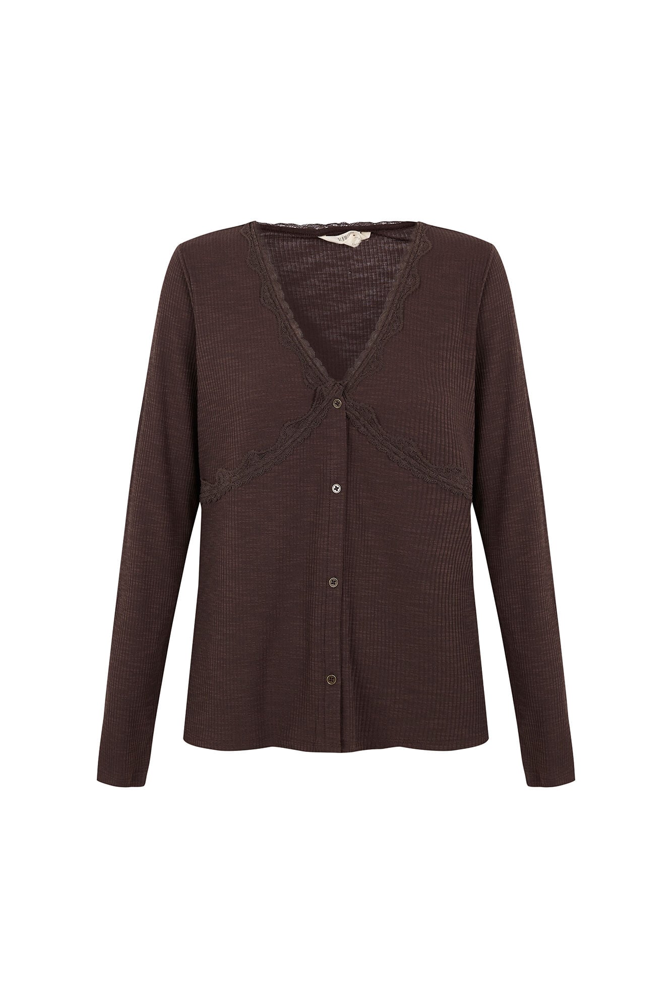 Slowlove Top cardigan blonda Marr&oacute;n oscuro