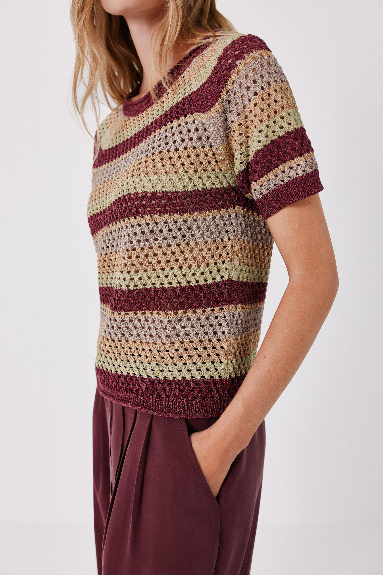 Cortefiel Short sleeve jumper Multicolour