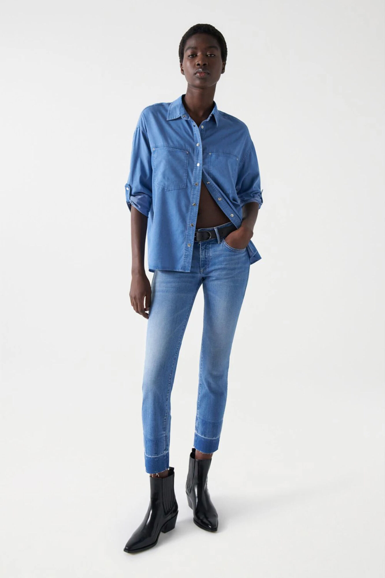 Salsa Jeans Regular fit lightdenim shirt Blue