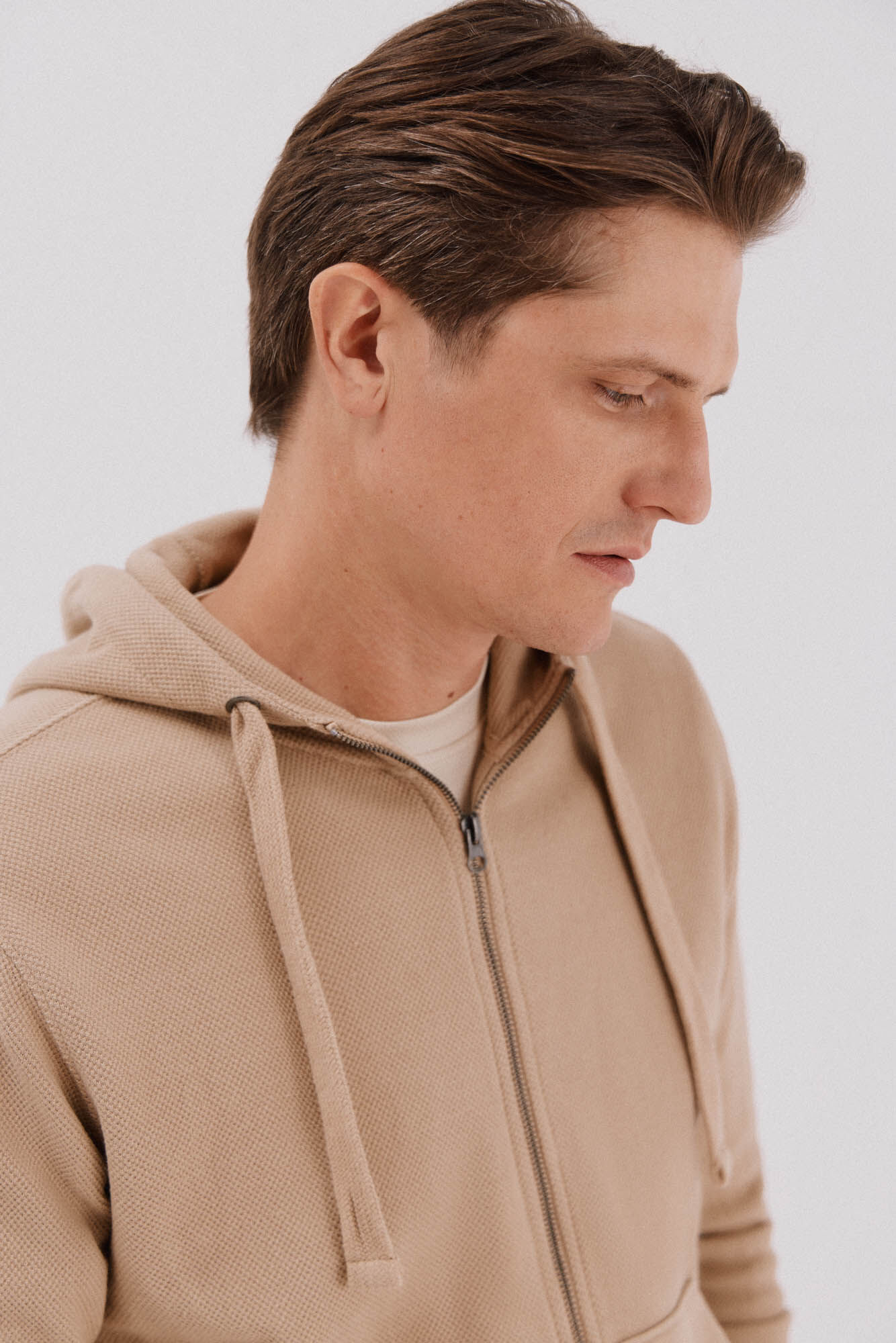 Cortefiel Hooded cardigan Beige