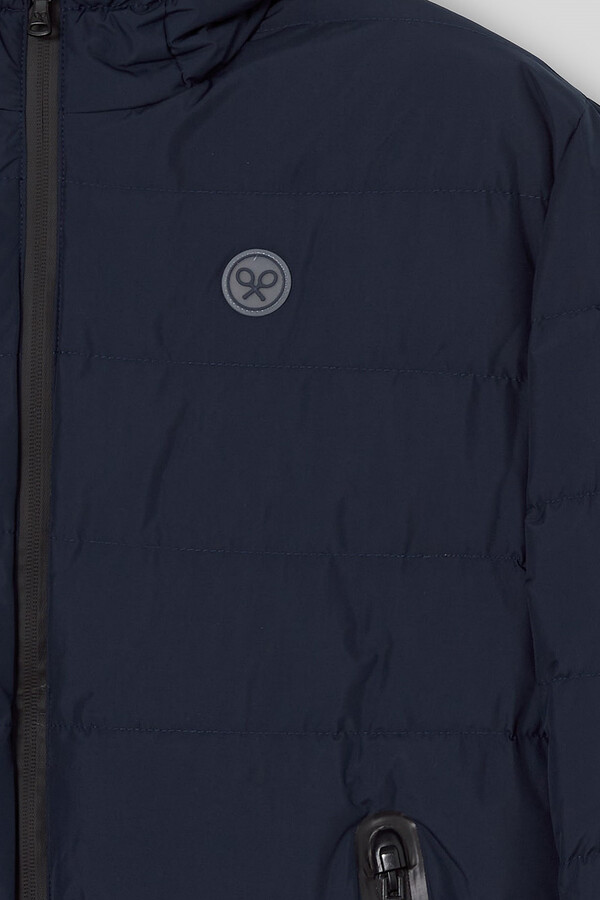 Cortefiel Classic navy blue hooded technical coat Azul