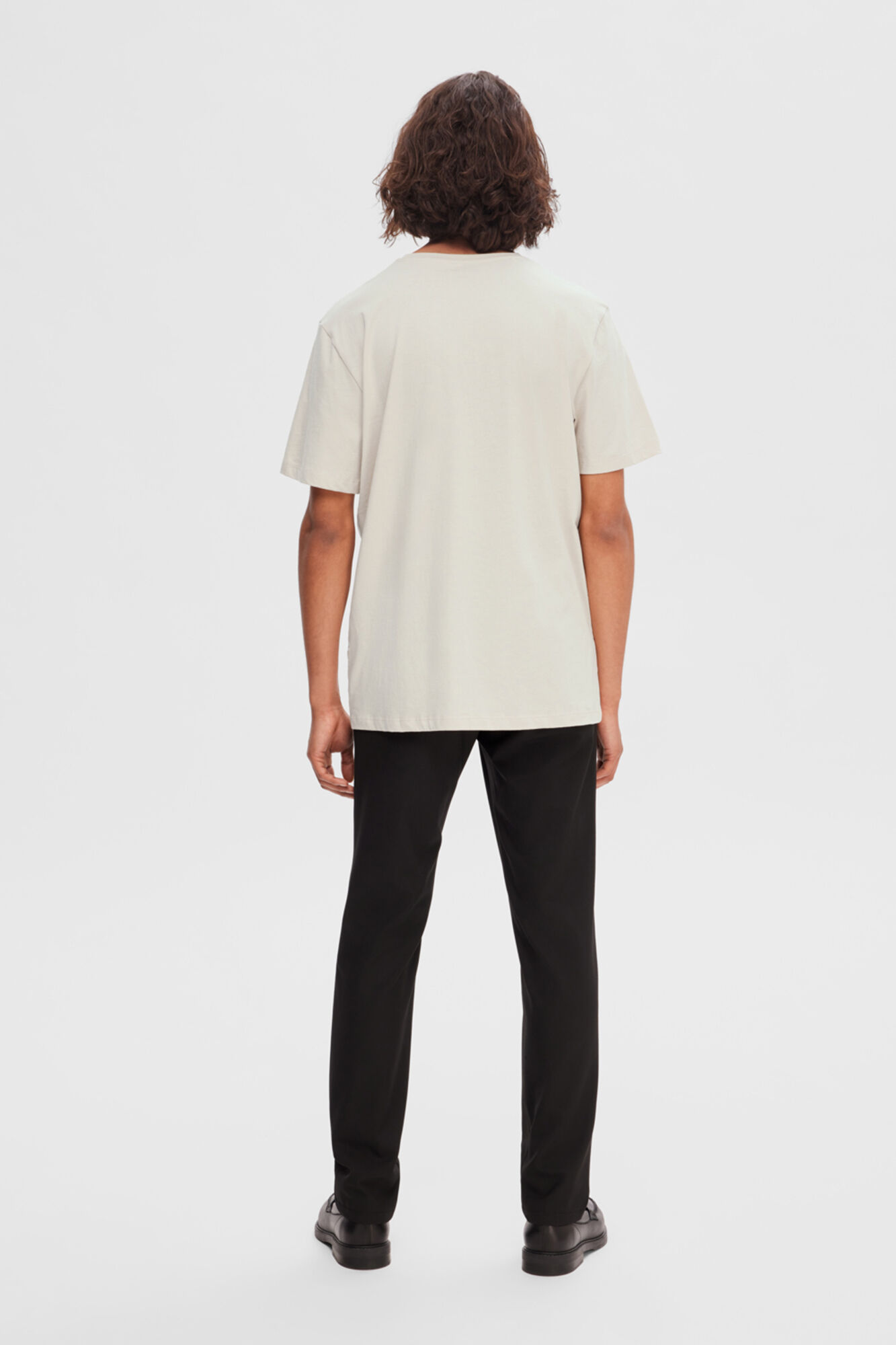 Selected Short-sleeved 100% organic cotton T-shirt with logo Grey