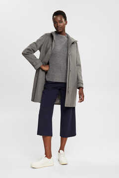 Cortefiel High neck coat in recycled wool Grey