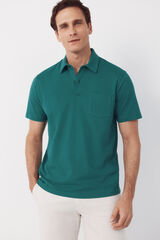 Cortefiel Plain pocket polo shirt Green