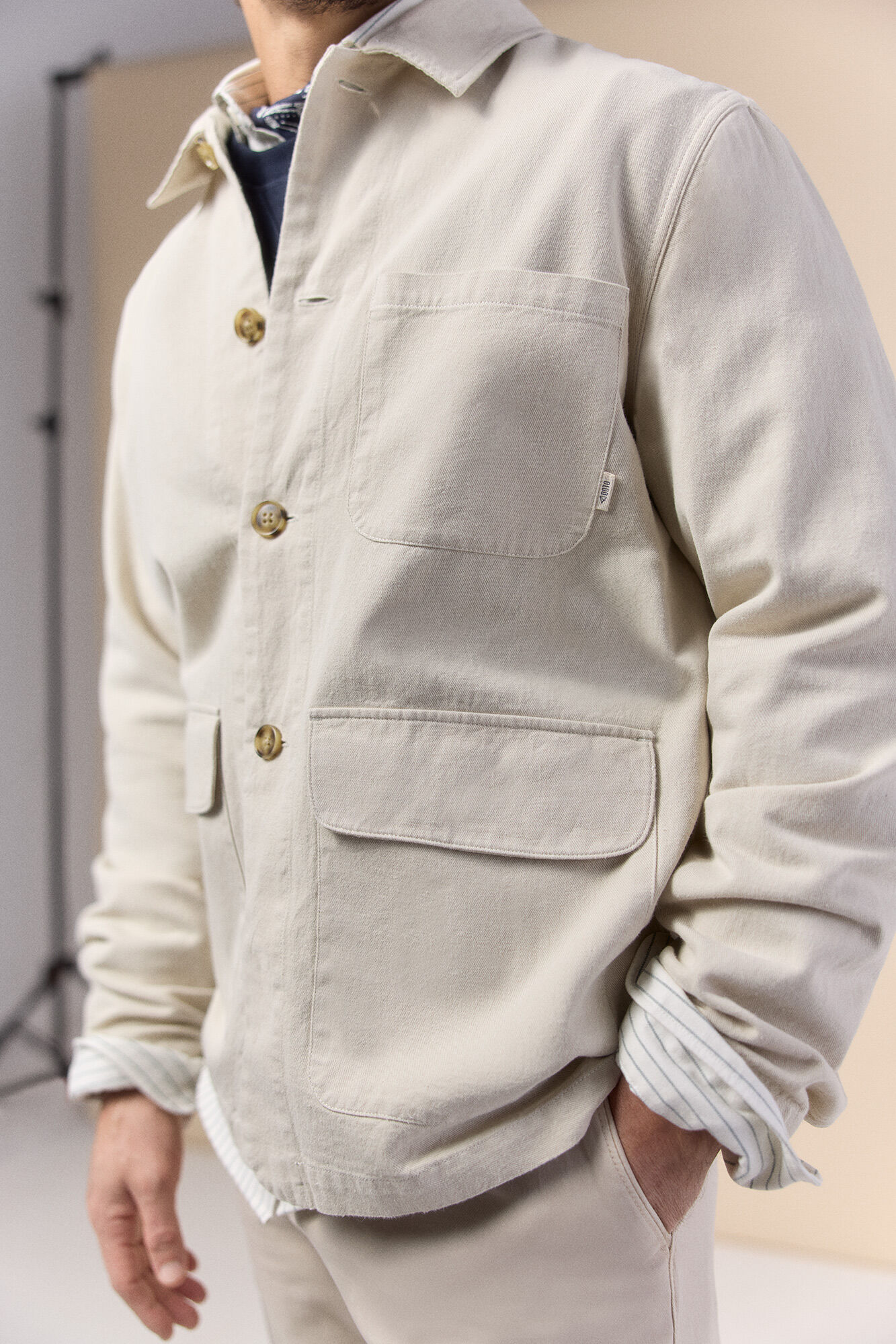 OOTO Sobrecamisa algod&oacute;n lino Beige