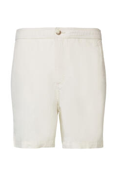 Cortefiel Men's plain colour shorts in a linen and cotton blend White
