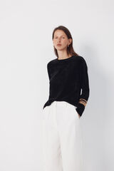 Cortefiel Camiseta de chenille Preto