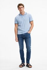 Selected Piqu&eacute; short sleeve polo shirt Blue