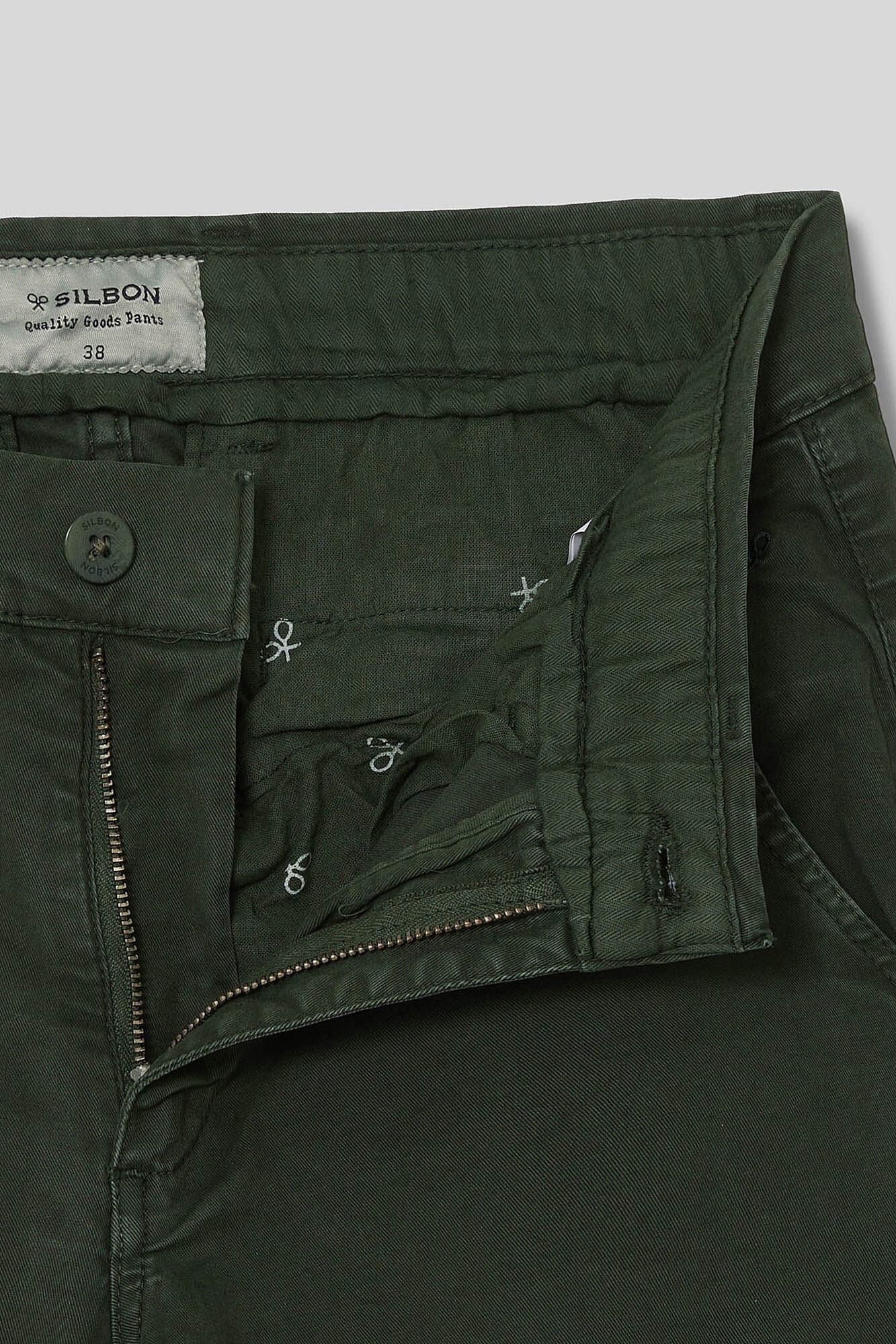 Silbon Casual bottle green chinos Dark green