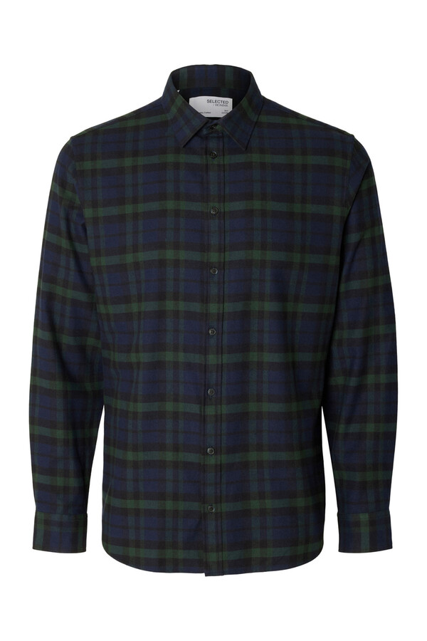 Cortefiel Slim-fit flannel shirt Navy