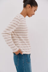 Cortefiel striped chenille t-shirt Printed beige