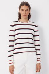 Cortefiel Striped jersey-knit jumper Red