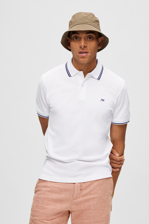 Cortefiel Polo shirt in 100% organic cotton with embroidered logo White