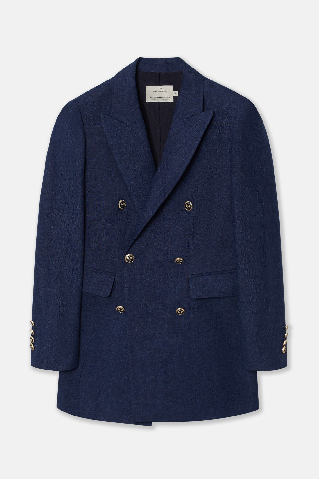 Silbon Women's double-breasted linen blazer Navy