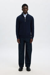 Selected Jersey estructura media cremallera 100% algod&oacute;n org&aacute;nico. Azul marino