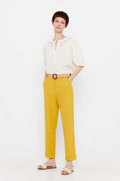 Cortefiel Linen trousers  Gold
