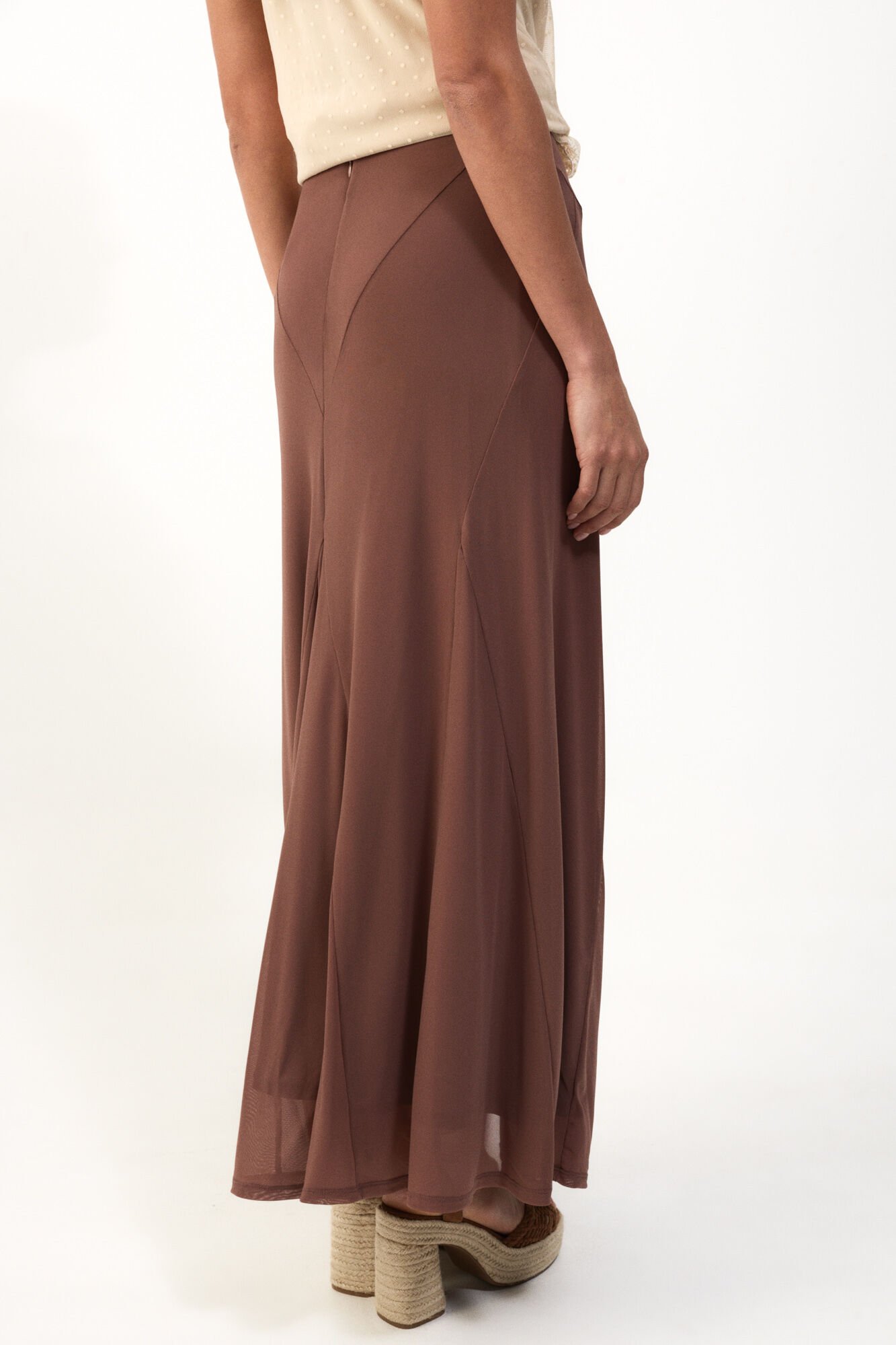 Slowlove Falda de tul el&aacute;stico Marr&oacute;n oscuro