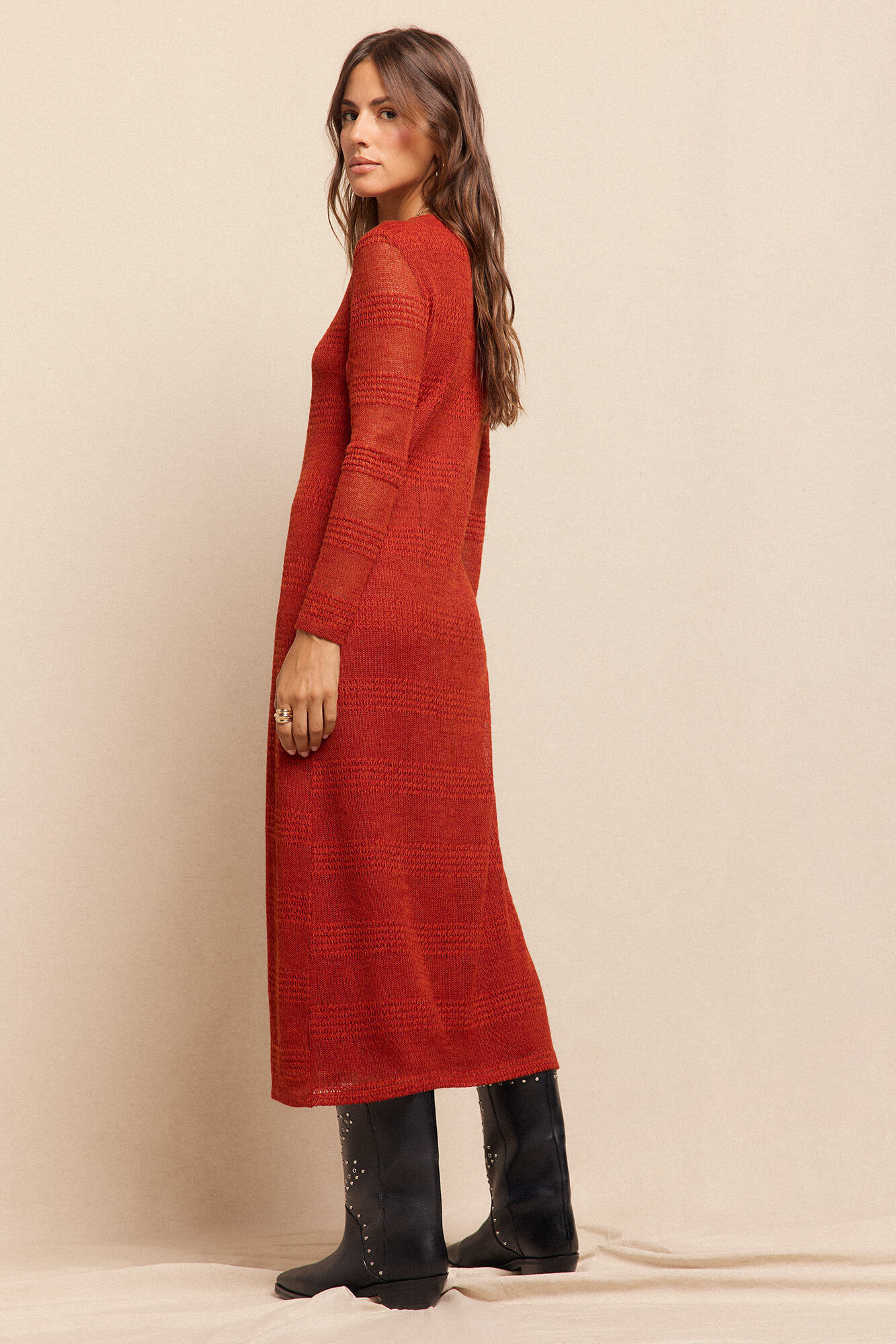 Slowlove Vestido estruturado r&uacute;stico Laranja