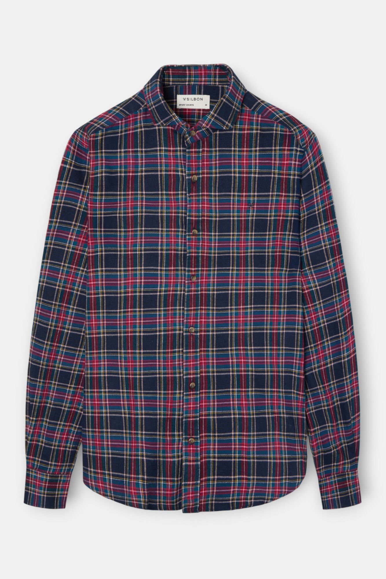 Silbon Camisa esportiva xadrez tartan bicolor Azul