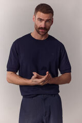 OOTO T-shirt camisola premium manga curta em algod&atilde;o Azul