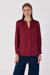 Cortefiel Satin-finish polo shirt blouse Navy