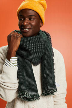 Cortefiel Mottled jersey-knit scarf with wool Dark green