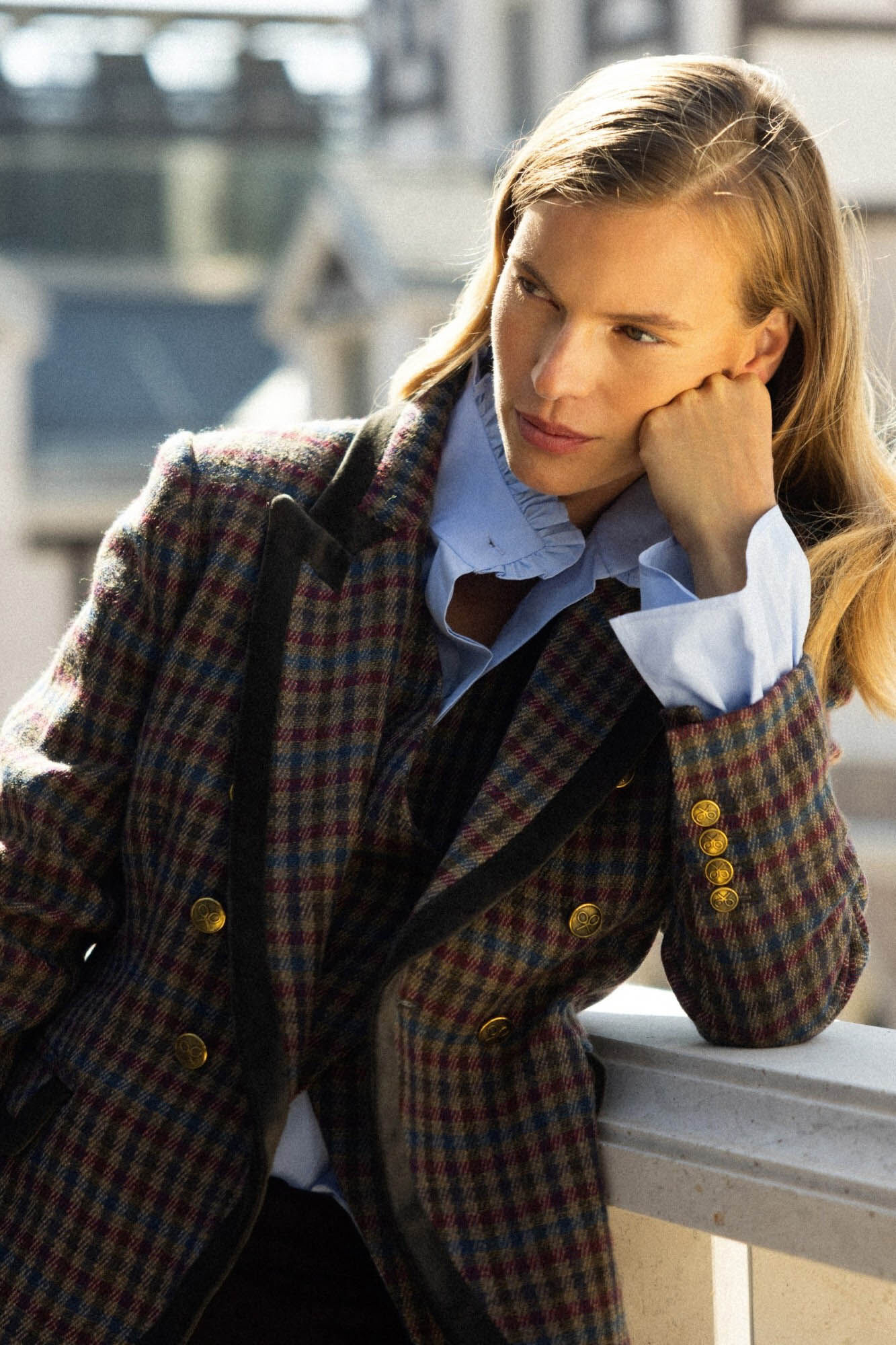 Silbon Blazer cl&aacute;ssico xadrez trespassado