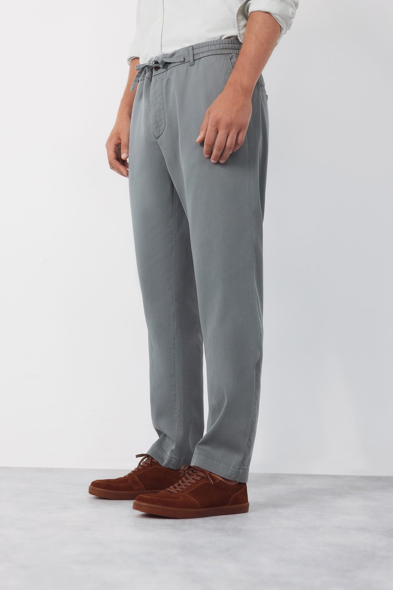 Cortefiel Tapered Tencel Cotton chinos Trousers Grey