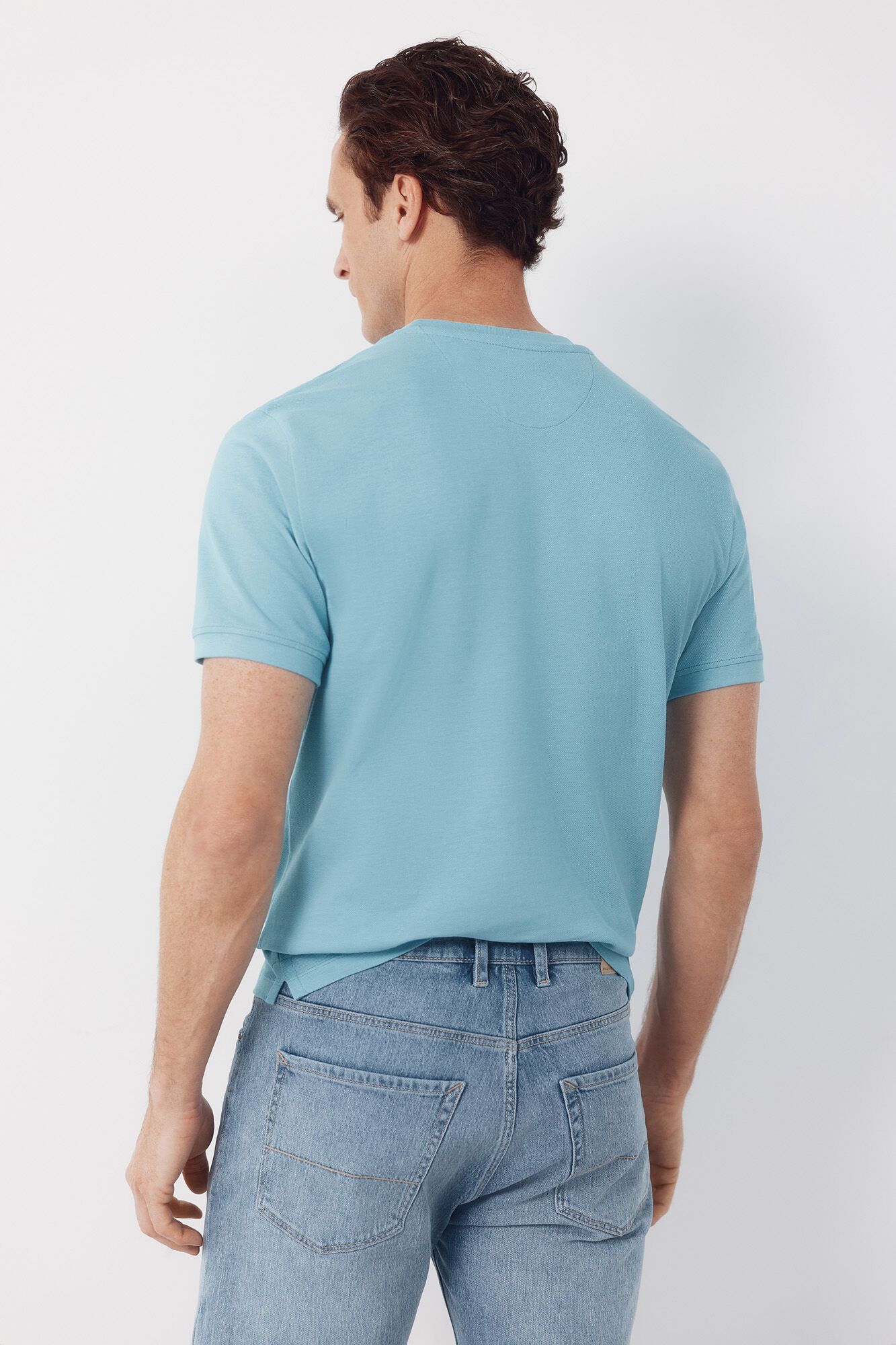 Cortefiel Piqu&eacute; basic T-shirt Turquoise