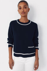 Cortefiel Contrast combination jumper Navy