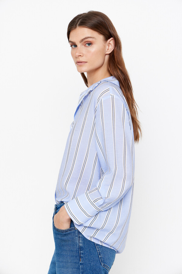 Cortefiel Blue striped shirt Printed blue