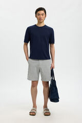 Selected Jersey-knit plain short sleeve men's T-shirt Navy