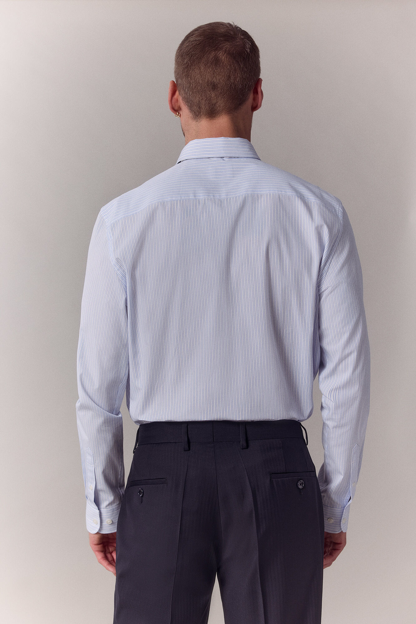 OOTO Poplin striped long sleeve shirt Blue