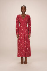 Grace & Mila Vestido longo com decote em V e estampado floral Vermelho