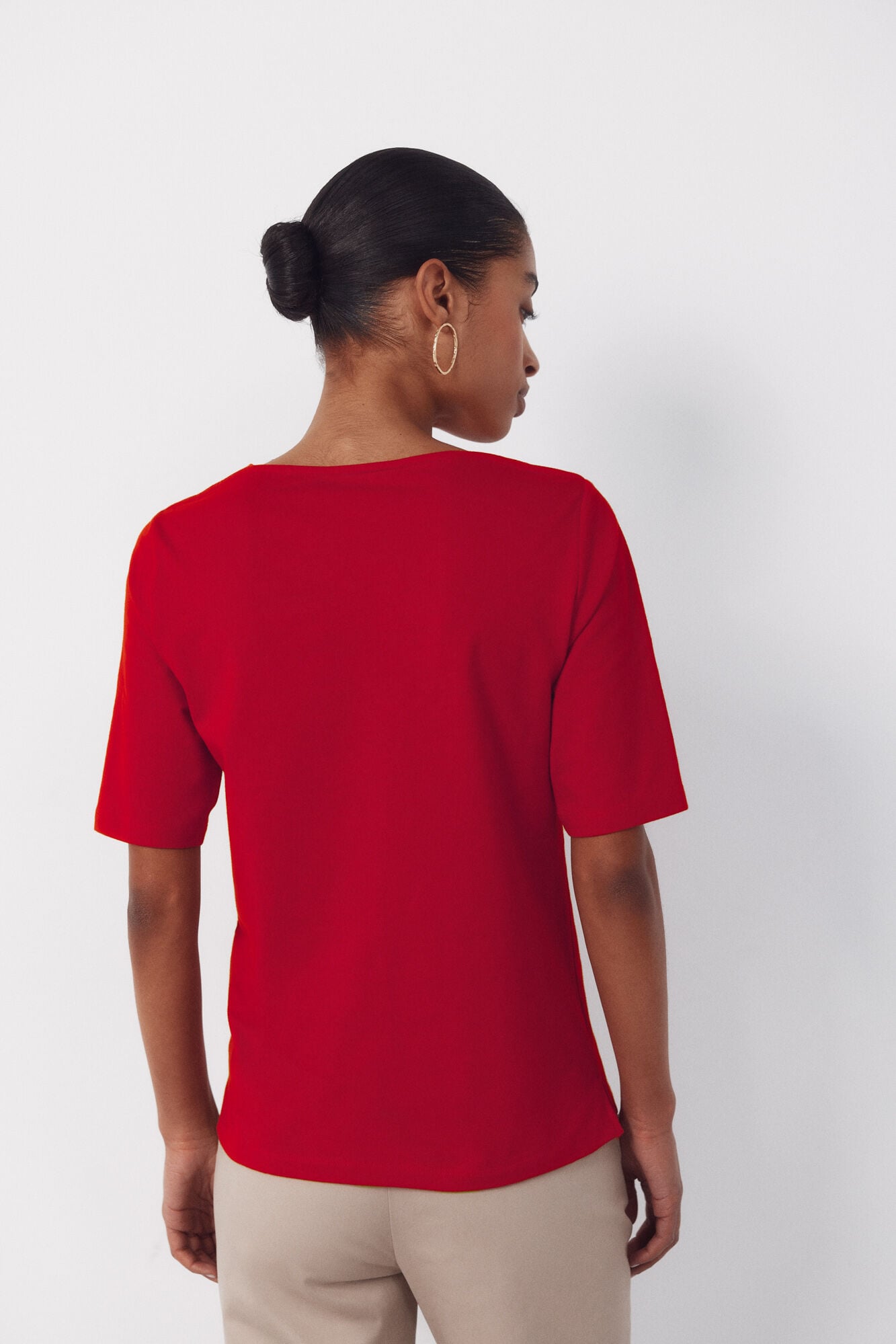 Cortefiel T-shirt decote &agrave; barco Vermelho