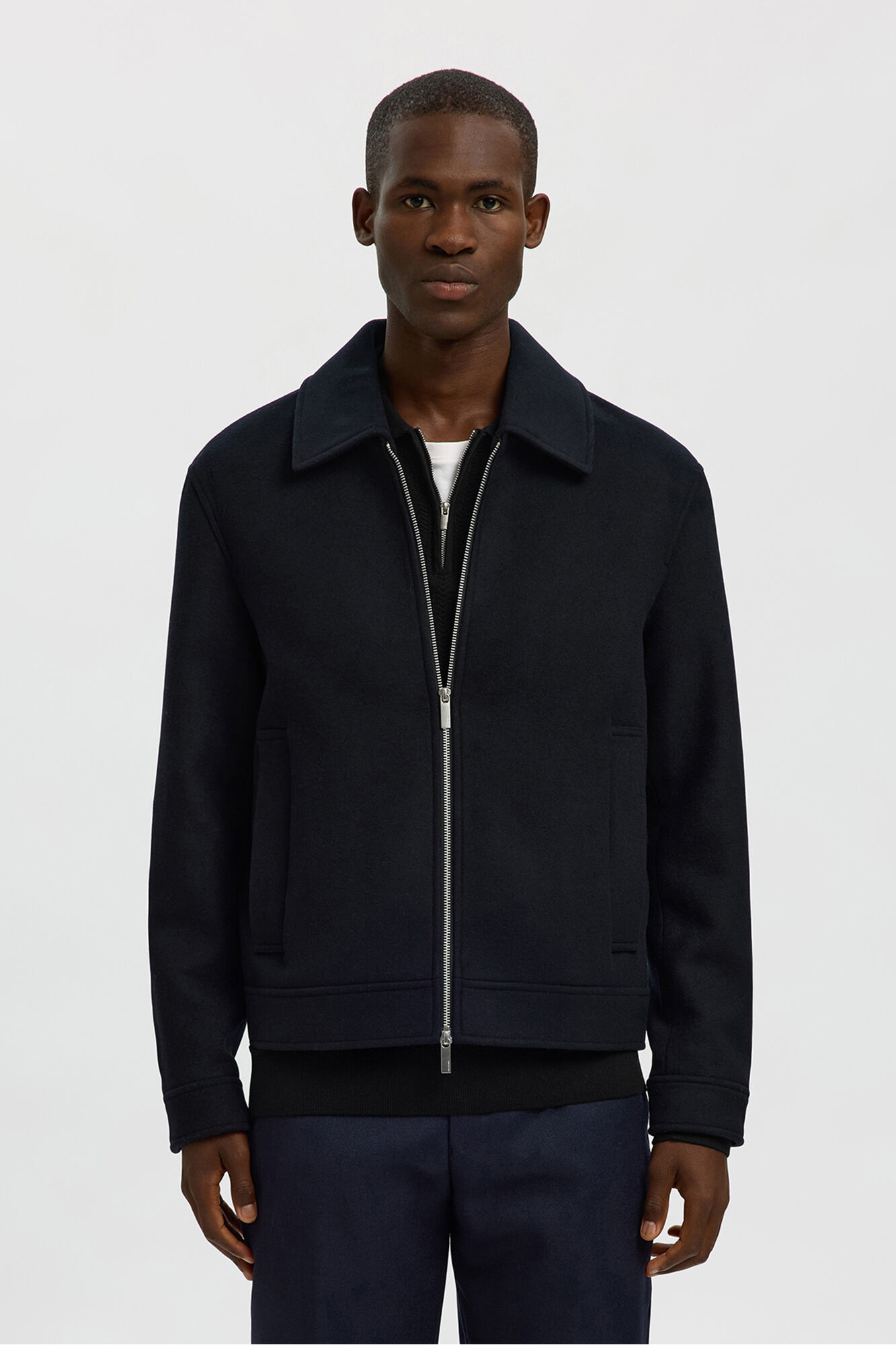 Selected Polo estruturada com meia fecho-&eacute;clair  Preto