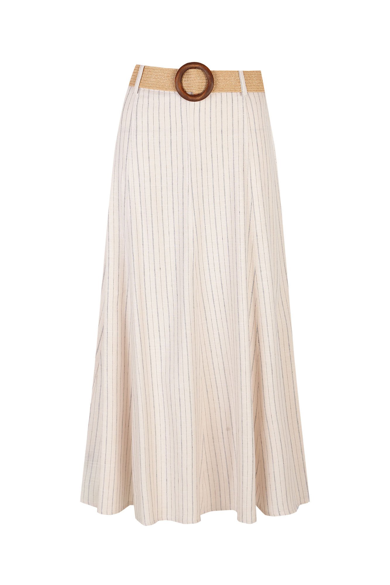 Cortefiel Flared skirt with belt Printed white