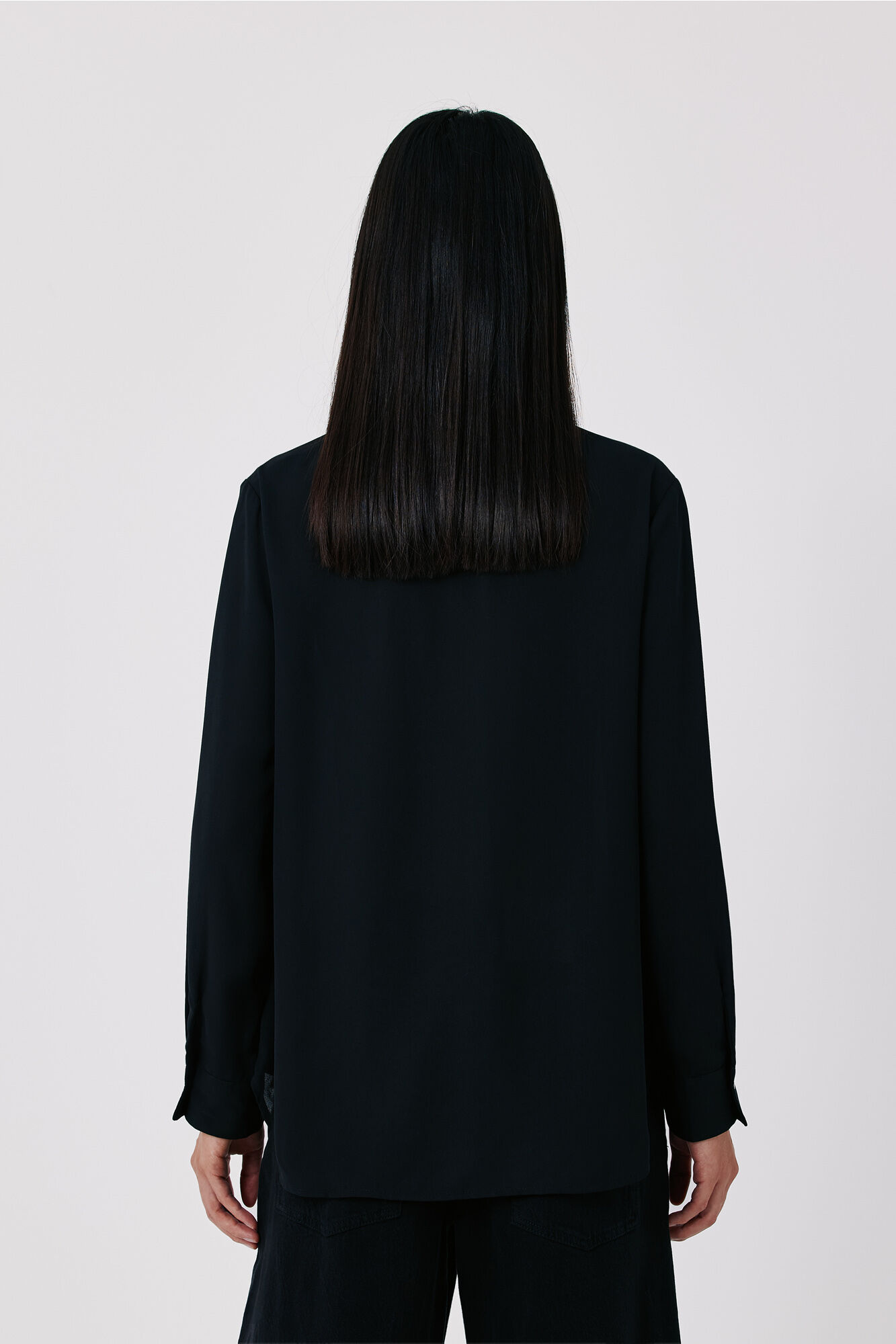 Cortefiel Camisa fluida crepe Negro