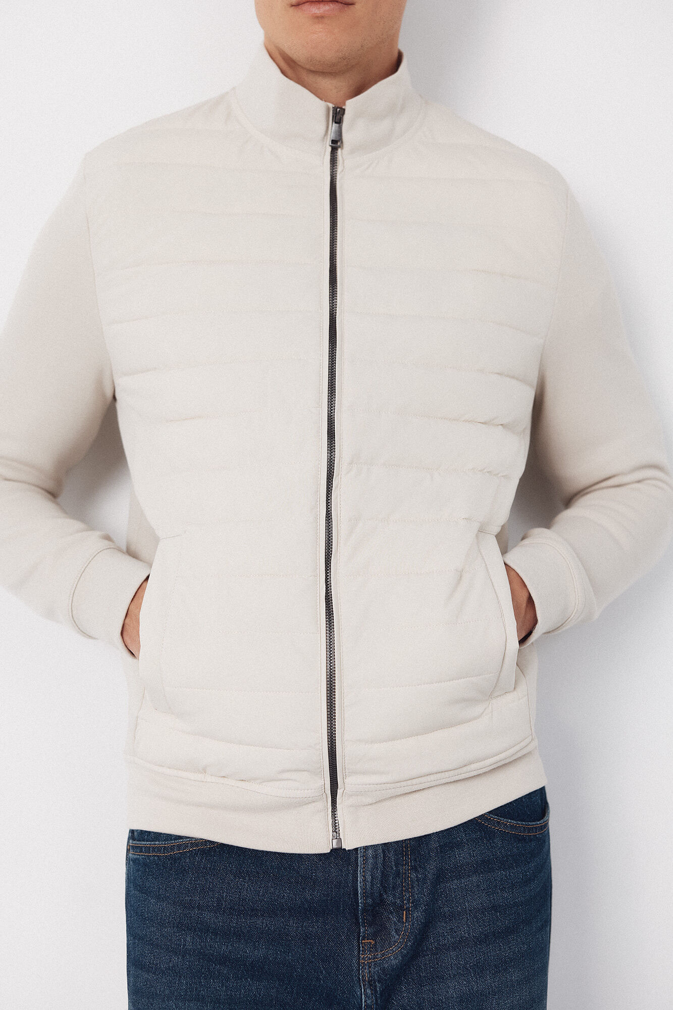 Cortefiel Combined fabric cardigan Beige