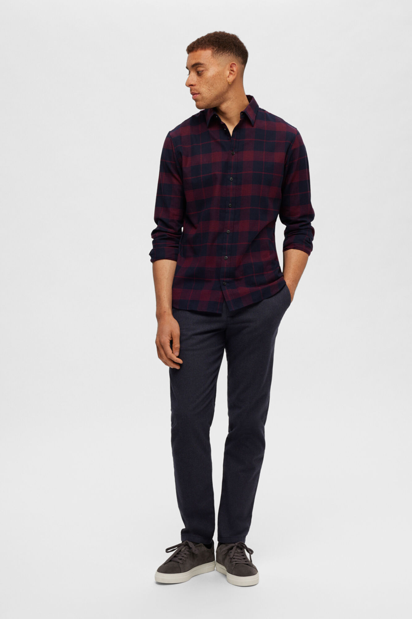 Selected Camisa de manga comprida com corte slim Roxo