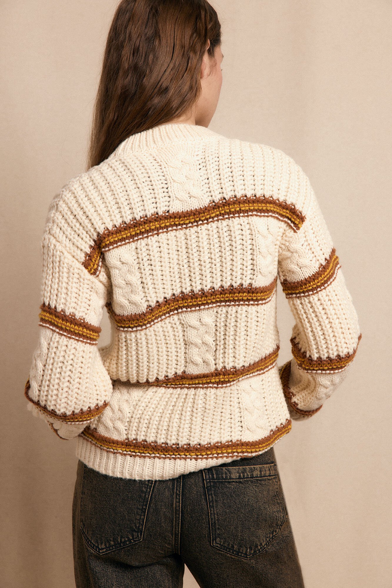 Slowlove Su&eacute;ter malha de malha perolada Ecru