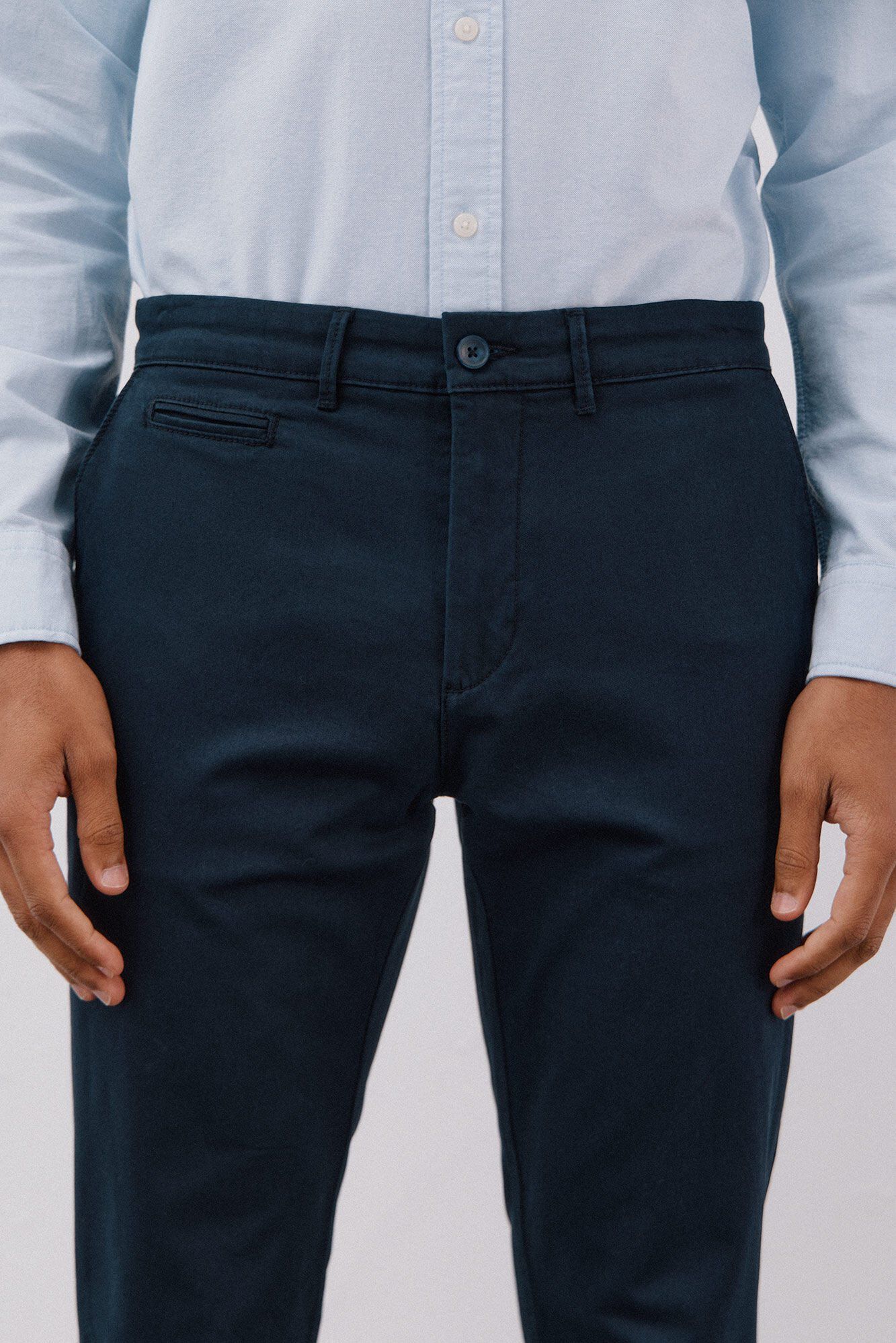 Cortefiel Slim fit lightweight chinos Navy